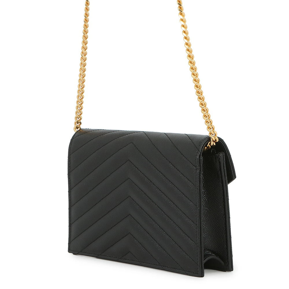 Saint Laurent Paris Chain Wallet Cassandra Envelope Leather Black - Picture 2 of 12